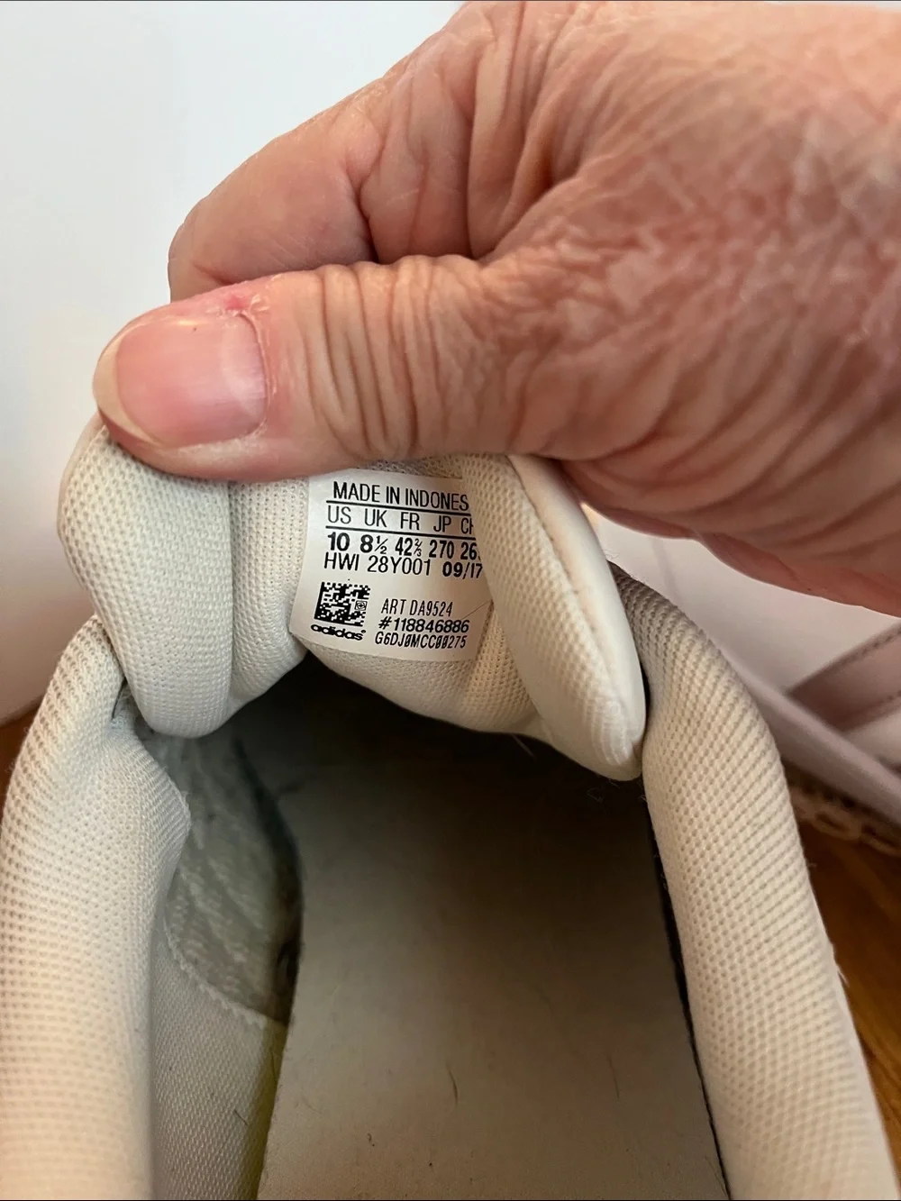 Adidas Cream Sneakers with Pink Stripes